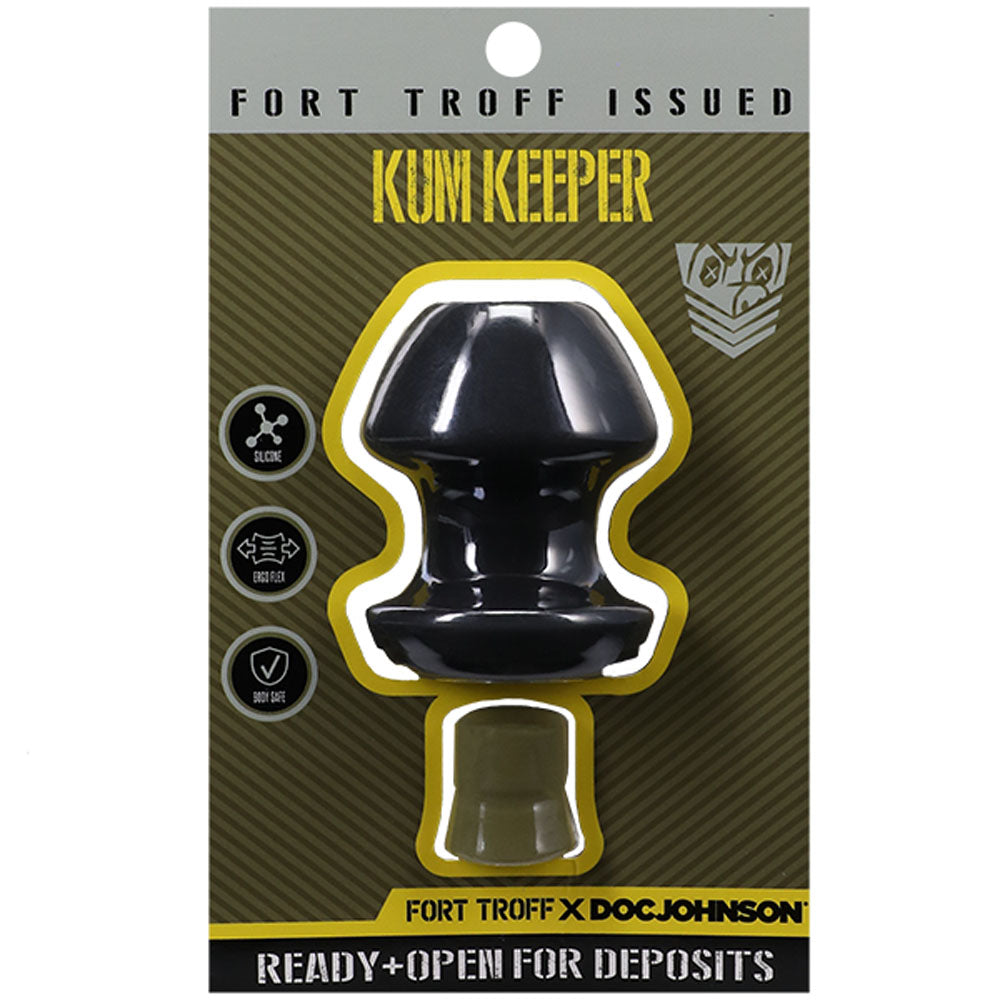 Fort Troff - Kum Keeper - Medium - Black Medium Hollow Butt Plug with Removeable Stopper - 1104-02-CD