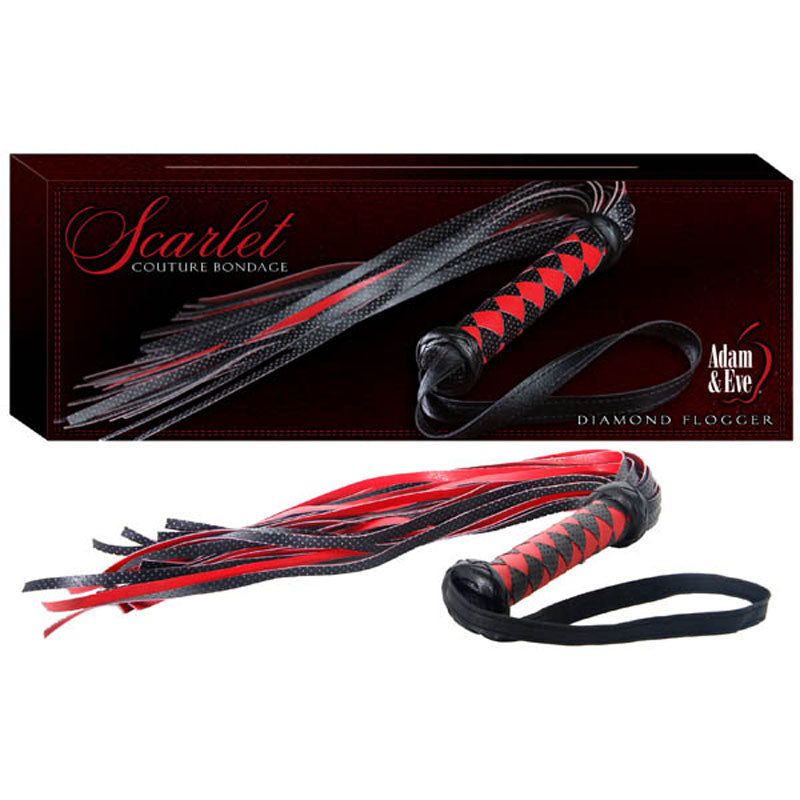 Adam & Eve Scarlet Couture Diamond Flogger - Red/Black Whip - 117A 0000