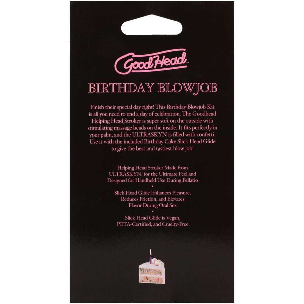 GoodHead Birthday Blowjob Kit - Birthday Cake GoodHead Glide with Helping Head Stroker - 1363-21-BX