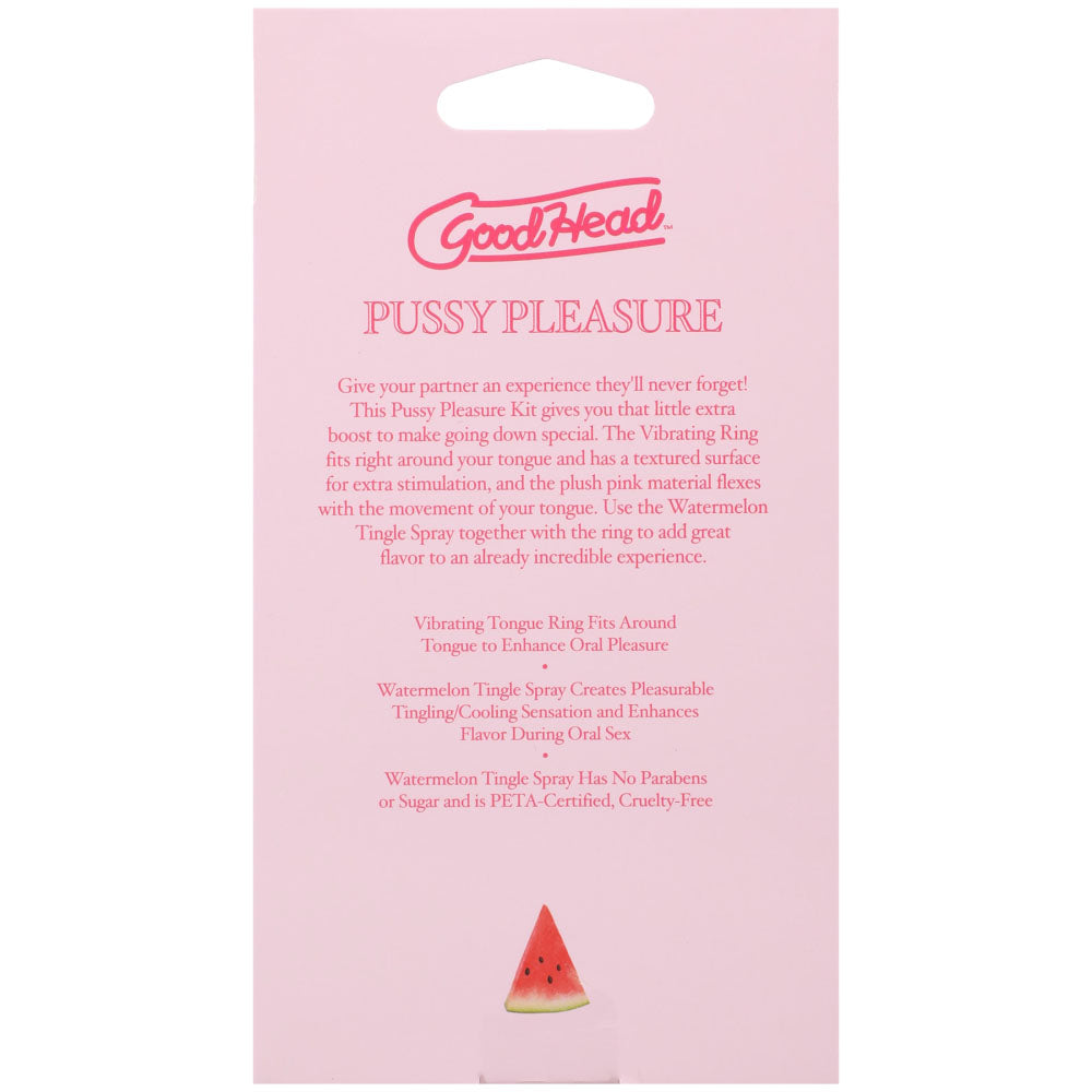 GoodHead Pussy Pleasure Party Kit - Watermelon GoodHead Tingle Spray and Vibrating Tongue Ring - 1363-23-BX