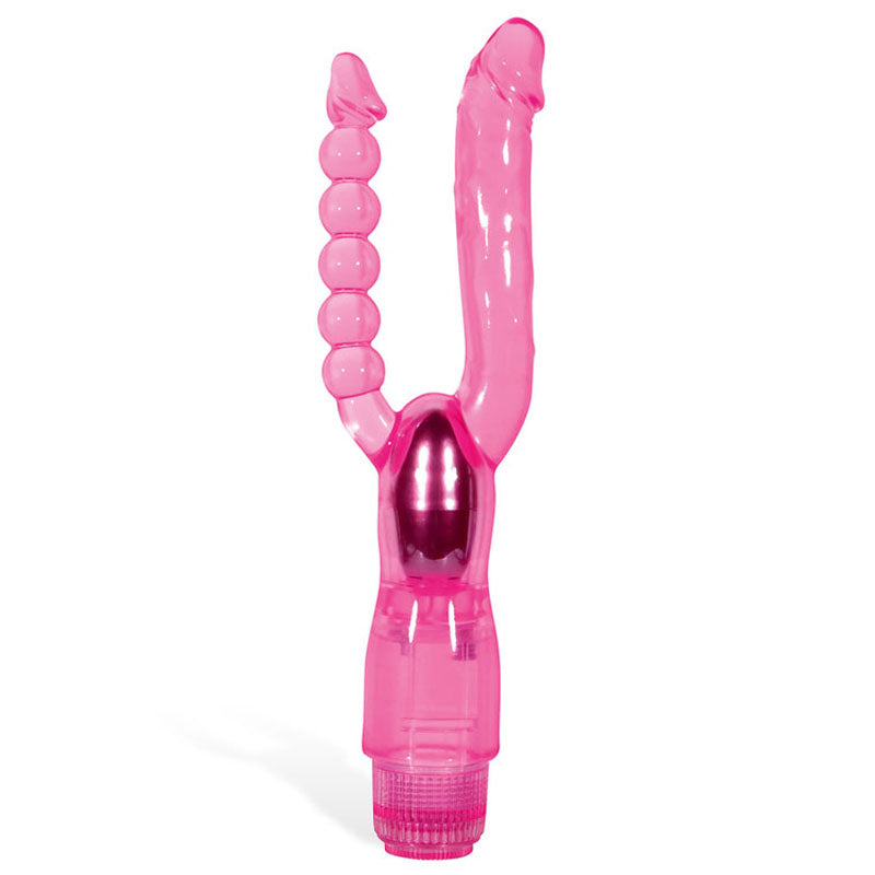 Adam & Eve Dual Pleasure Vibe - Pink 12 cm (4.75'') Vibrator with Anal Probe - 176H 6200