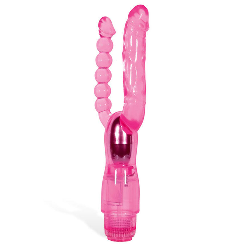 Adam & Eve Dual Pleasure Vibe - Pink 12 cm (4.75'') Vibrator with Anal Probe - 176H 6200