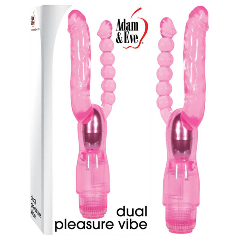 Adam & Eve Dual Pleasure Vibe - Pink 12 cm (4.75'') Vibrator with Anal Probe - 176H 6200