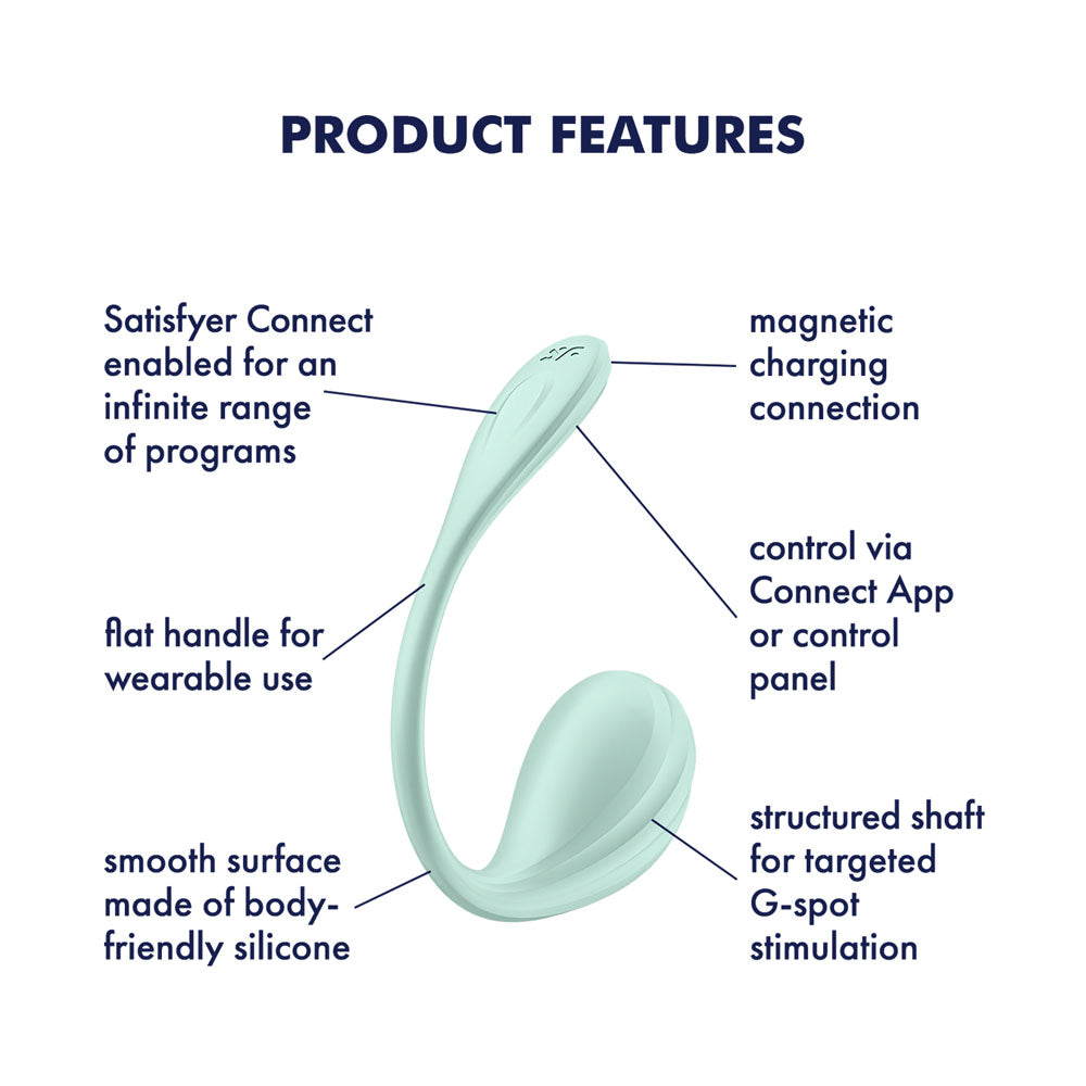 Satisfyer Smooth Petal - Mint - Mint USB Rechargeable Wearable Stimulator with App Control - 4002736