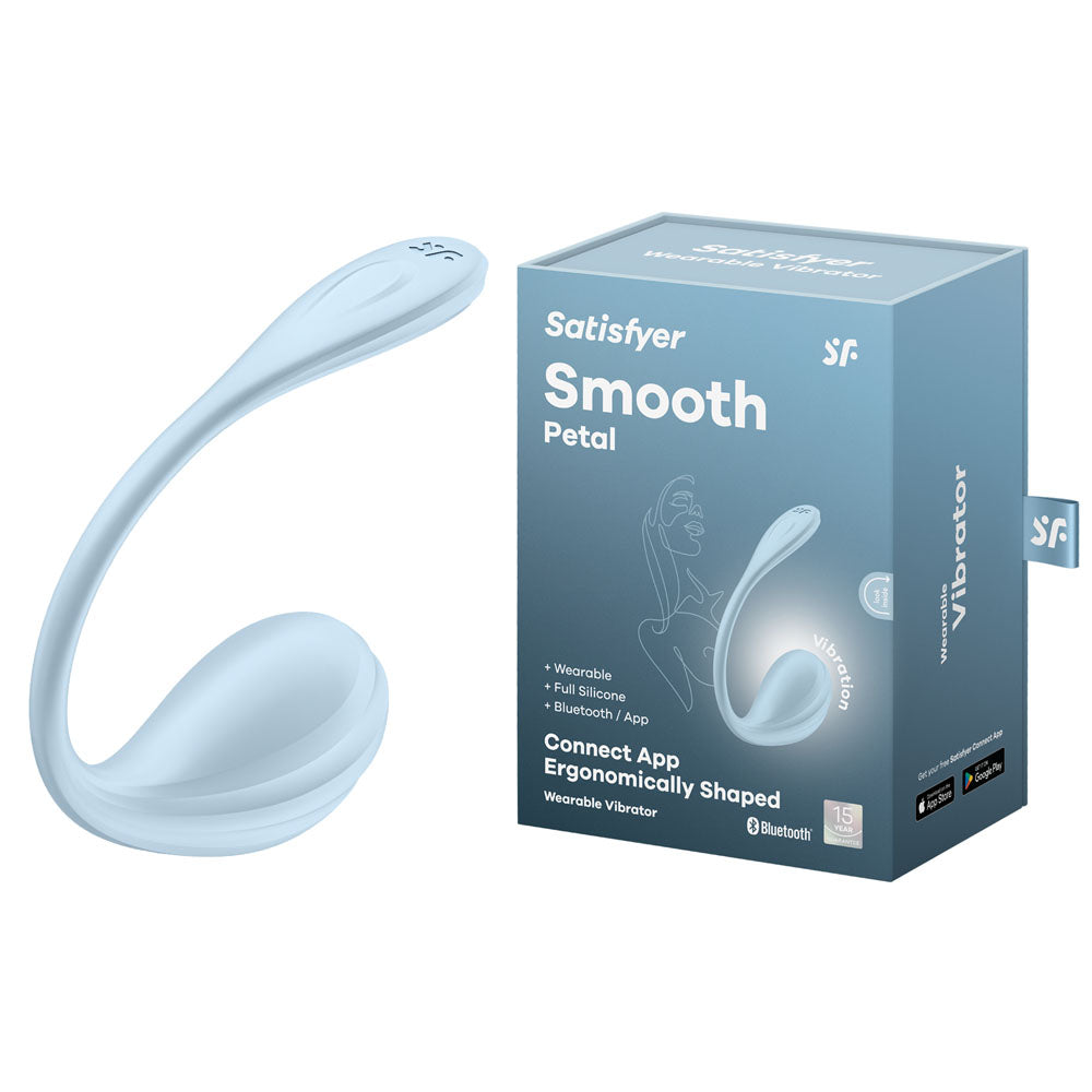 Satisfyer Smooth Petal - Light Blue - Light Blue USB Rechargeable Wearable Stimulator with App Control - 4002743