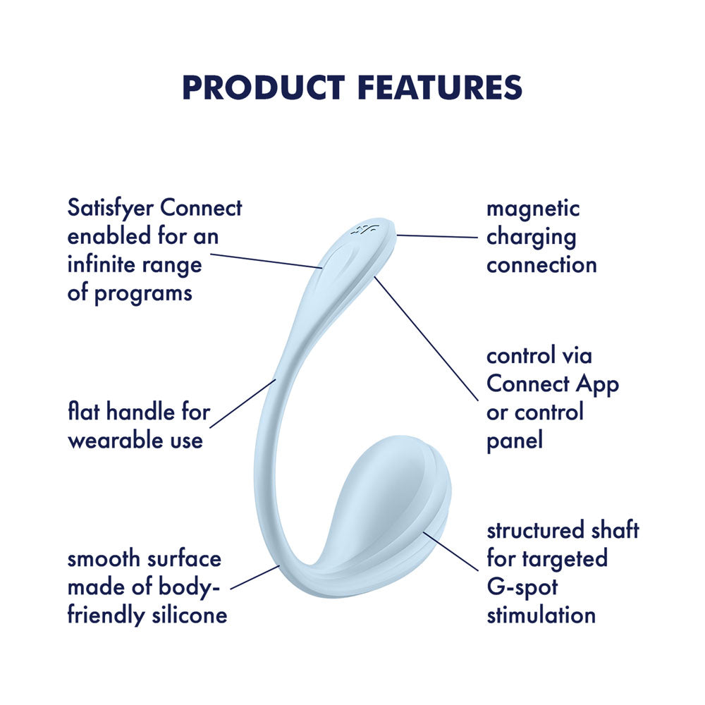 Satisfyer Smooth Petal - Light Blue - Light Blue USB Rechargeable Wearable Stimulator with App Control - 4002743