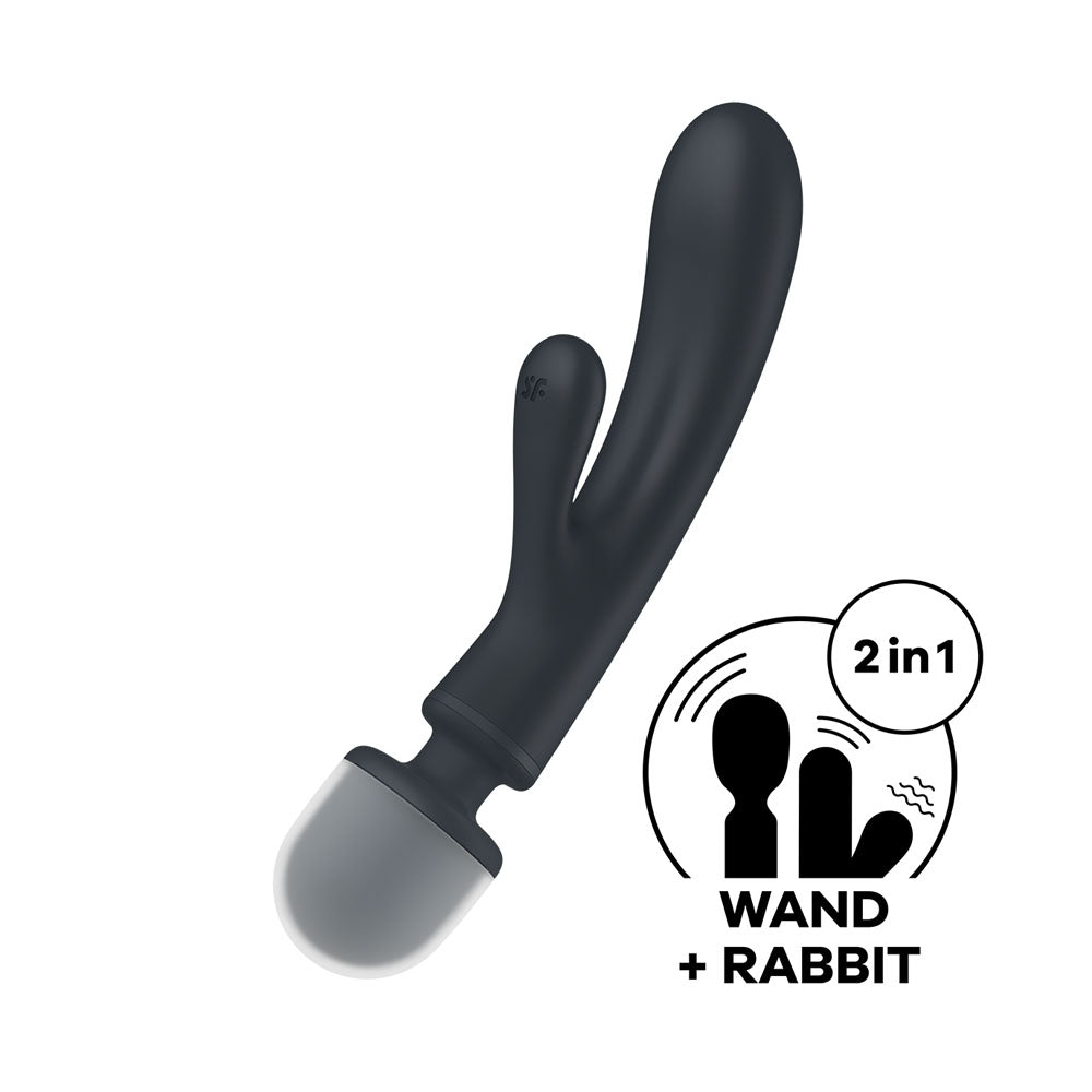 Satisfyer Triple Lover - Grey USB Rechargeable Rabbit Vibrator and Massage Wand - 4018201