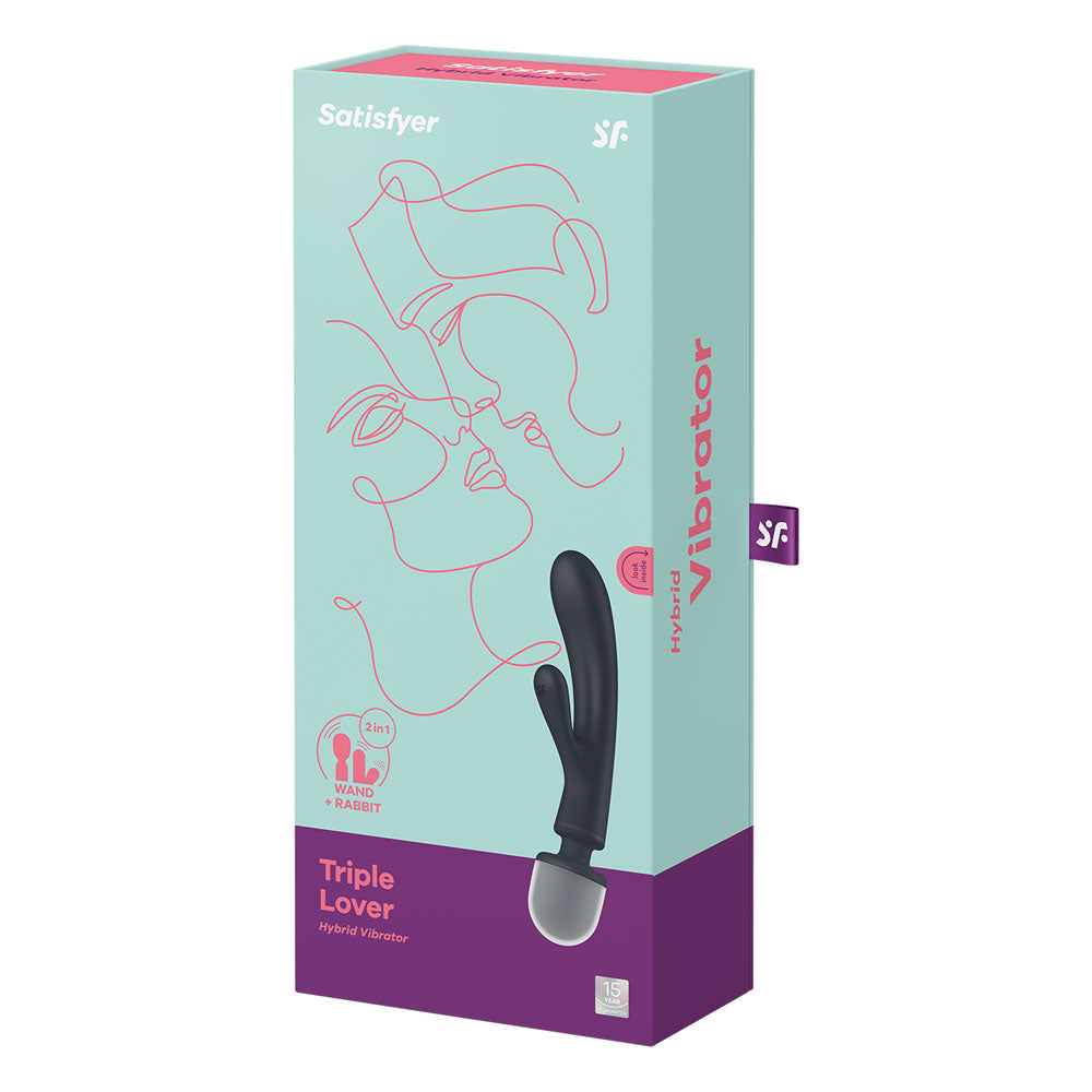 Satisfyer Triple Lover - Grey USB Rechargeable Rabbit Vibrator and Massage Wand - 4018201