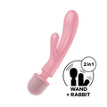 Satisfyer Triple Lover - Pink USB Rechargeable Rabbit Vibrator and Massage Wand - 4018218