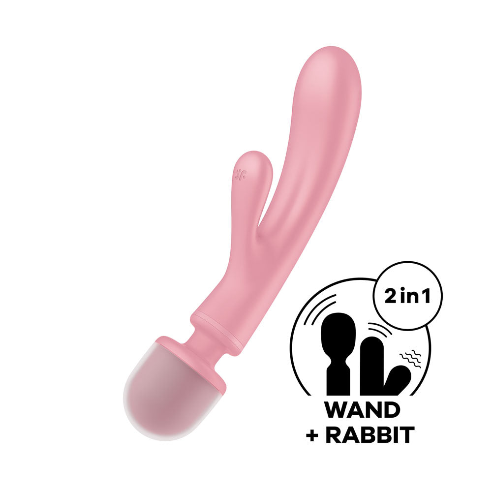 Satisfyer Triple Lover - Pink USB Rechargeable Rabbit Vibrator and Massage Wand - 4018218