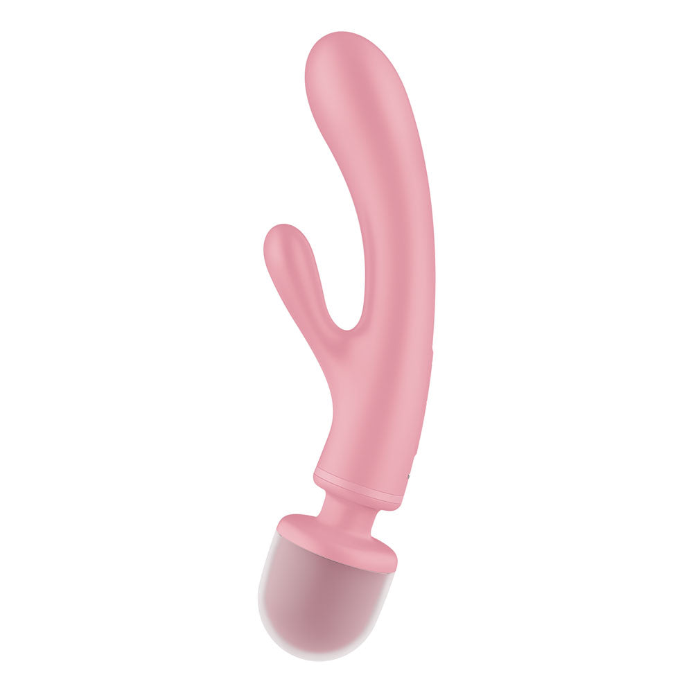 Satisfyer Triple Lover - Pink USB Rechargeable Rabbit Vibrator and Massage Wand - 4018218