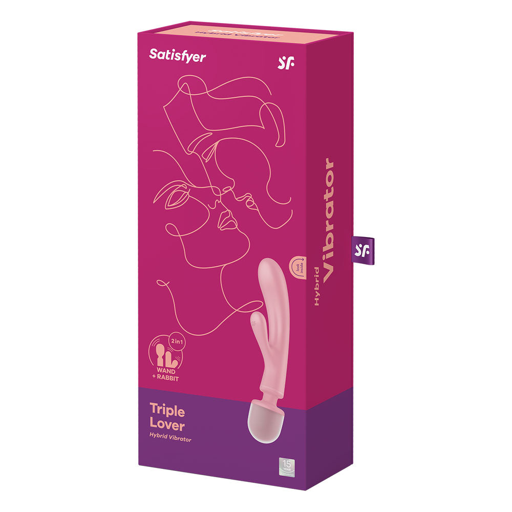 Satisfyer Triple Lover - Pink USB Rechargeable Rabbit Vibrator and Massage Wand - 4018218