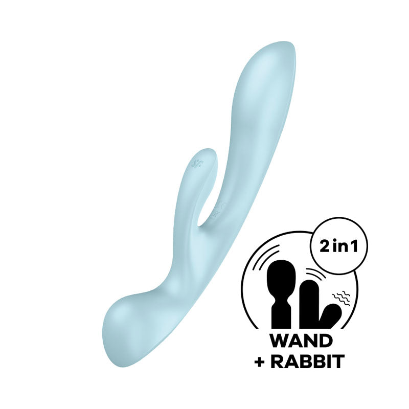 Satisfyer Triple Oh - Light Blue USB Rechargeable Rabbit Vibrator - 4018225
