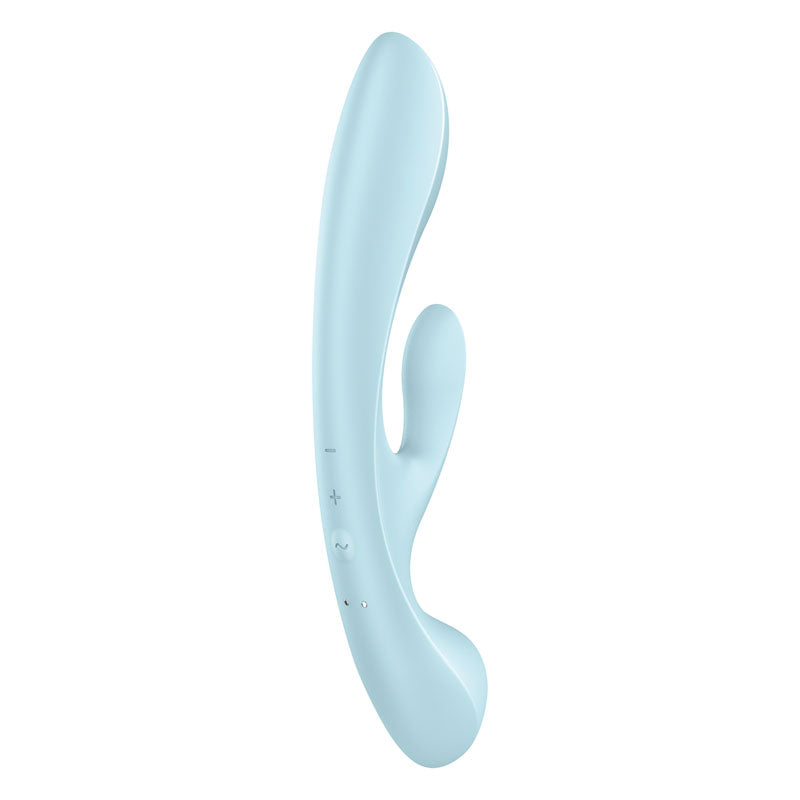 Satisfyer Triple Oh - Light Blue USB Rechargeable Rabbit Vibrator - 4018225