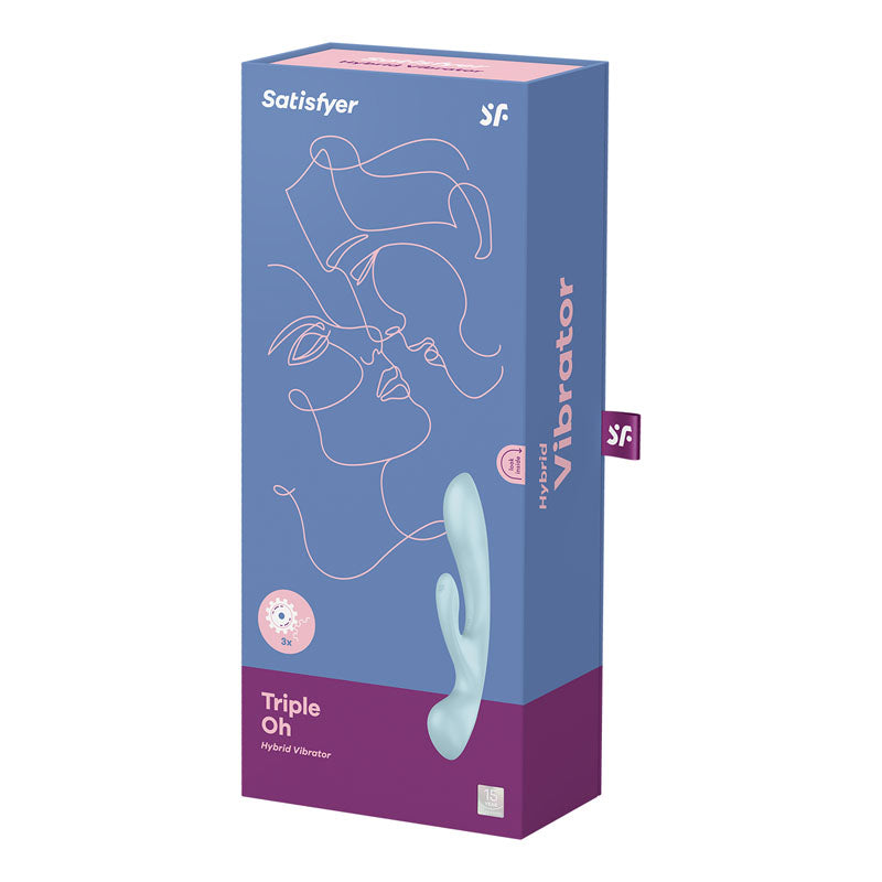 Satisfyer Triple Oh - Light Blue USB Rechargeable Rabbit Vibrator - 4018225