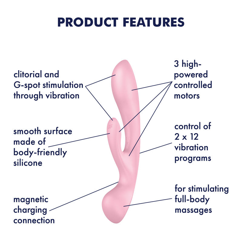 Satisfyer Triple Oh - Pink USB Rechargeable Rabbit Vibrator - 4018249