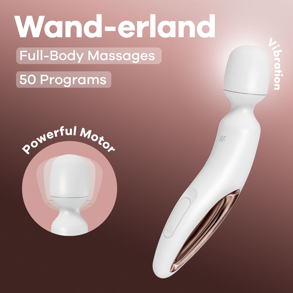 Satisfyer Wand-erland - White - White/Rose Gold USB Rechargeable Massage Wand - 4018577