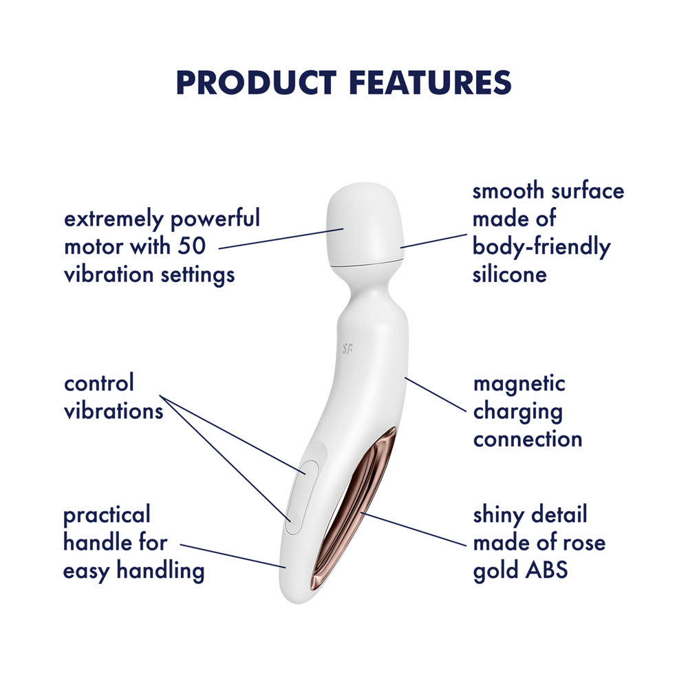 Satisfyer Wand-erland - White - White/Rose Gold USB Rechargeable Massage Wand - 4018577