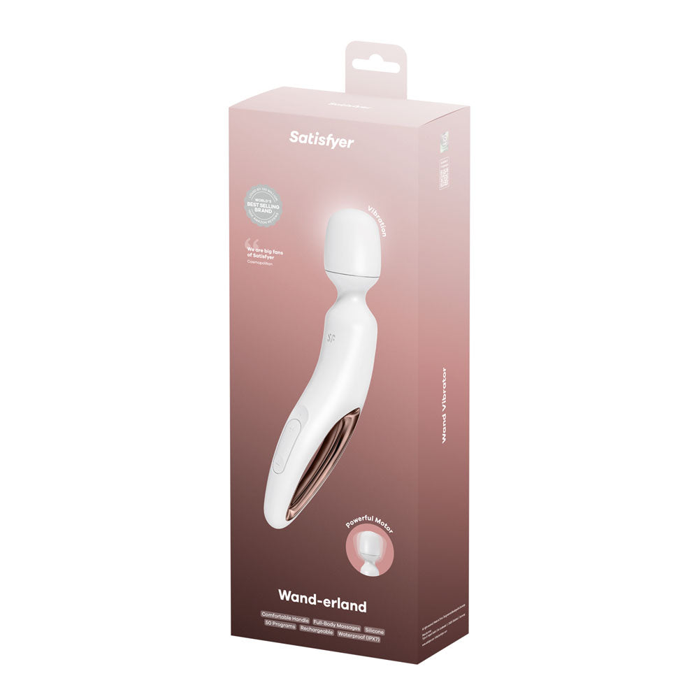 Satisfyer Wand-erland - White - White/Rose Gold USB Rechargeable Massage Wand - 4018577