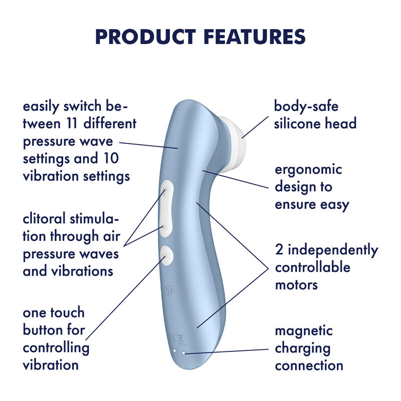 Satisfyer Pro 2+ - Blue Touch-Free USB-Rechargeable Clitoral Stimulator with Vibration - 4031323