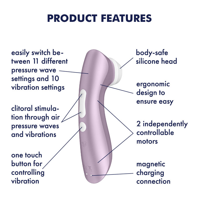 Satisfyer Pro 2+ Purple - Purple Touch-Free USB-Rechargeable Clitoral Stimulator with Vibration - 4031330