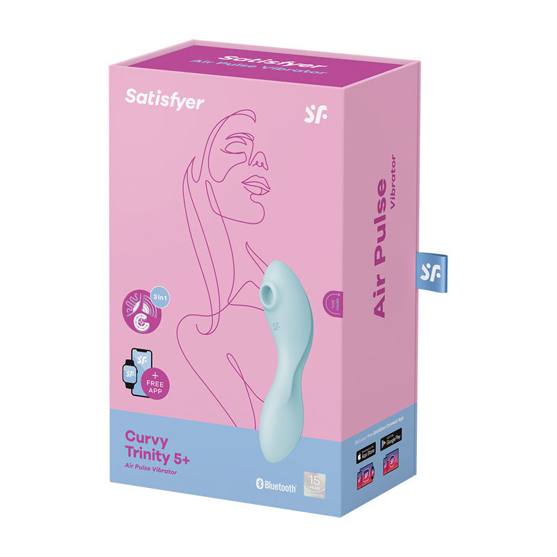 Satisfyer Curvy Trinity 5 - Blue USB Rechargeable Air Pulse Stimulator & Vibrator with App Control - 4036564