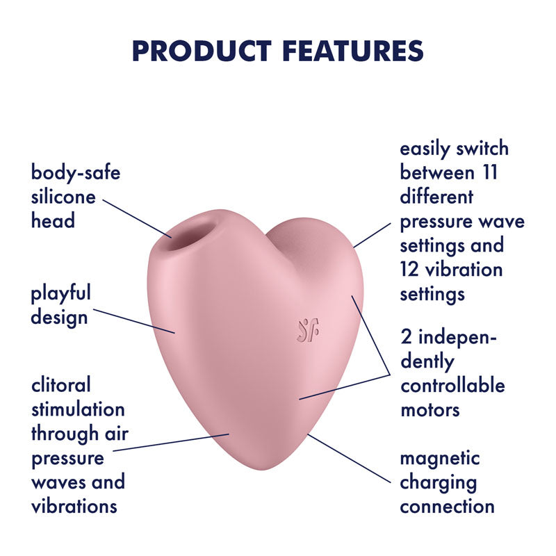 Satisfyer Cutie Heart - Light Pink - Light Pink USB Rechargeable Air Pulsation Stimulator with Vibration - 4037264