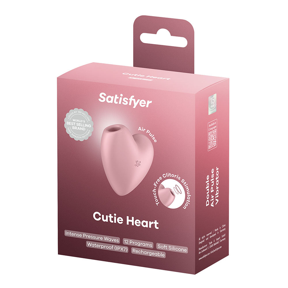 Satisfyer Cutie Heart - Light Pink - Light Pink USB Rechargeable Air Pulsation Stimulator with Vibration - 4037264