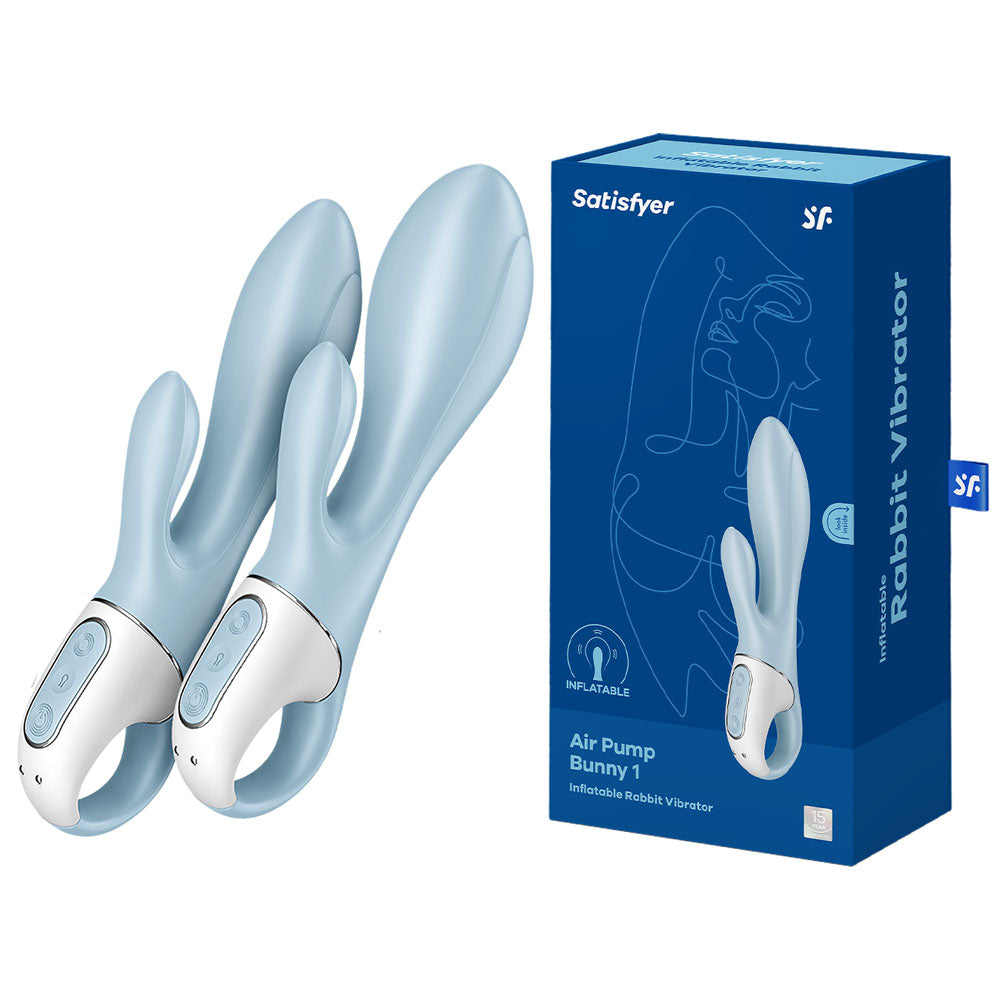Satisfyer Air Pump Bunny 1 - Blue USB Rechargeable Inflatable Rabbit Vibrator - 4038568