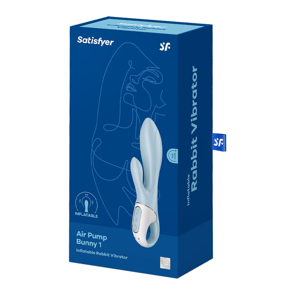 Satisfyer Air Pump Bunny 1 - Blue USB Rechargeable Inflatable Rabbit Vibrator - 4038568