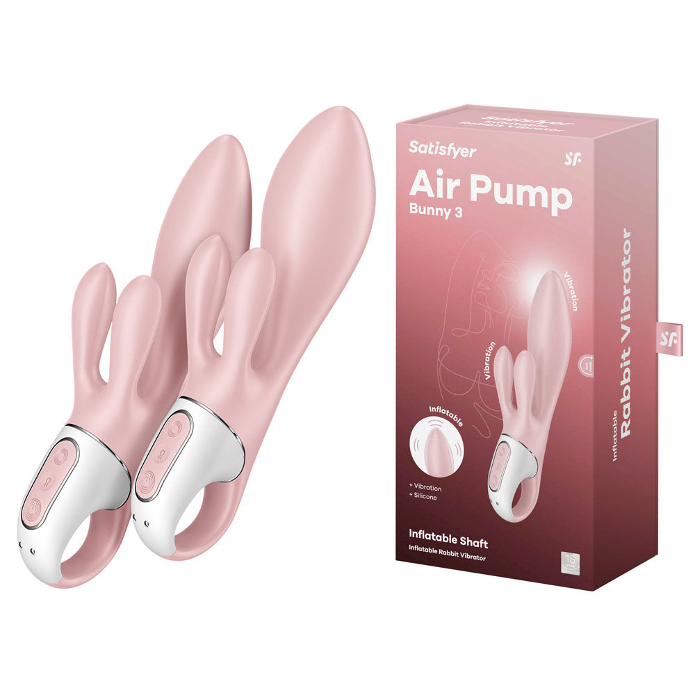 Satisfyer Air Pump Bunny 3 - Pink USB Rechargeable Inflatable Rabbit Vibrator - 4038582