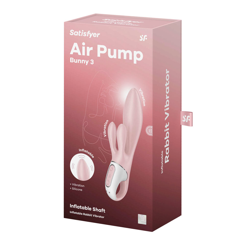 Satisfyer Air Pump Bunny 3 - Pink USB Rechargeable Inflatable Rabbit Vibrator - 4038582