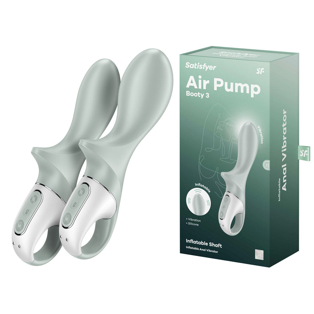 Satisfyer Air Pump Booty 3 - Grey USB Rechargeable Inflatable Anal Vibrator - 4038650