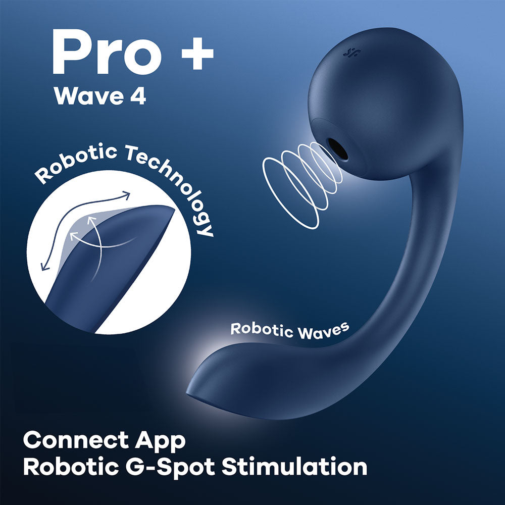 Satisfyer Pro+ Wave 4 - Blue USB Rechargeable Vibrator with Air Pulse Stimulation and App Control - 4044163