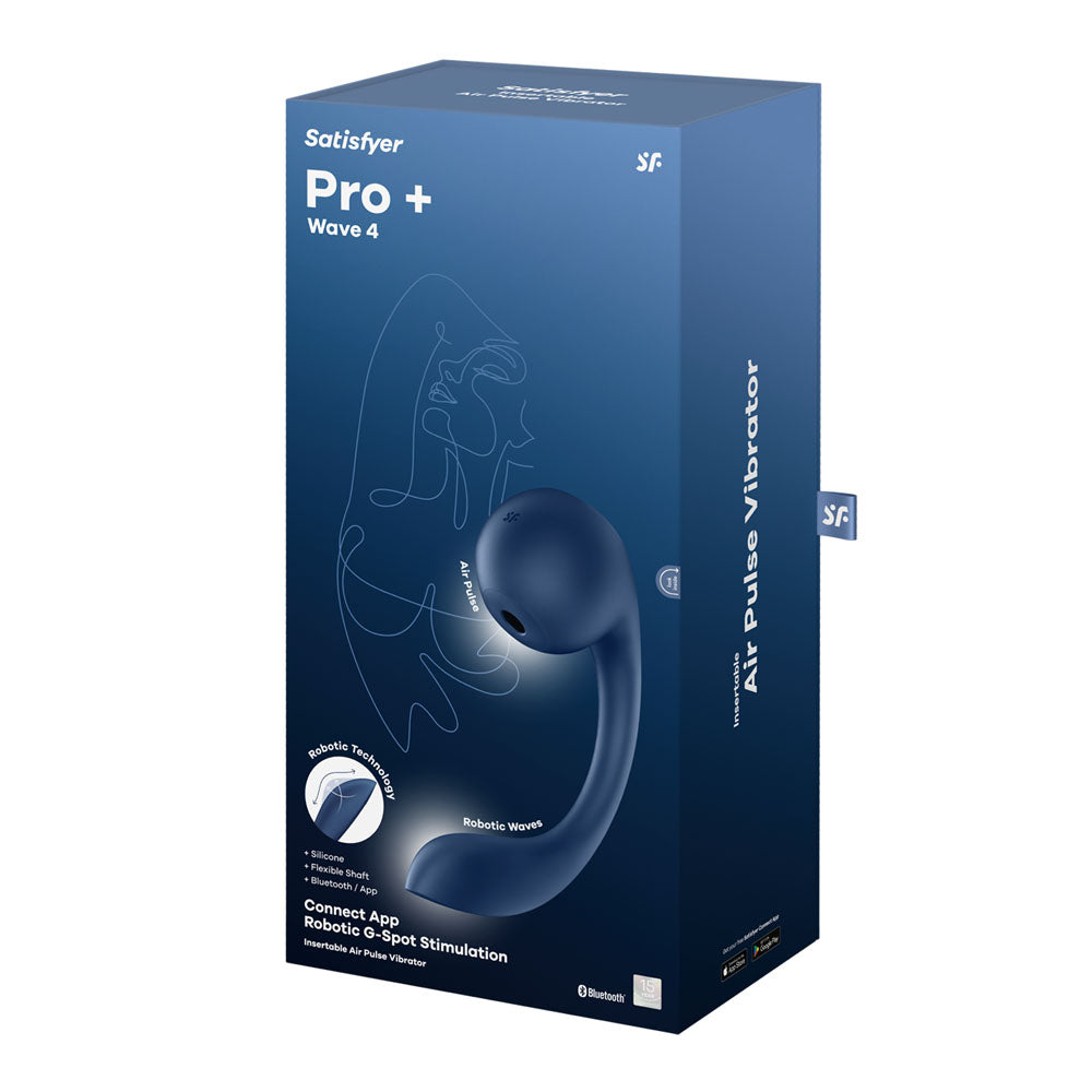 Satisfyer Pro+ Wave 4 - Blue USB Rechargeable Vibrator with Air Pulse Stimulation and App Control - 4044163