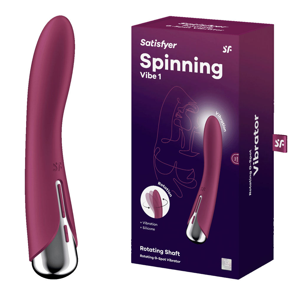 Satisfyer Spinning Vibe 1 - Red - Red 17.8 cm USB Rechargeable Rotating Vibrator - 4048697