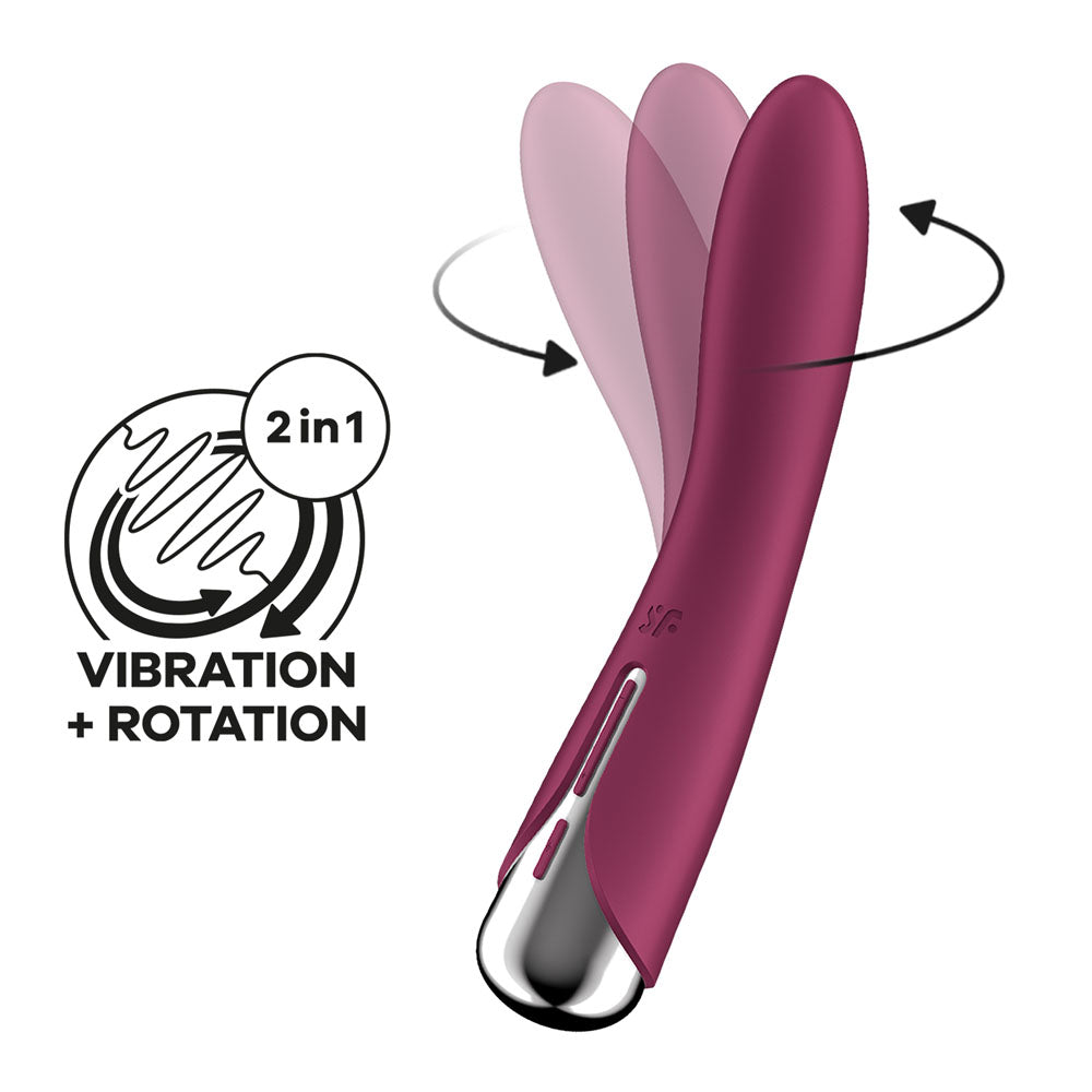 Satisfyer Spinning Vibe 1 - Red - Red 17.8 cm USB Rechargeable Rotating Vibrator - 4048697