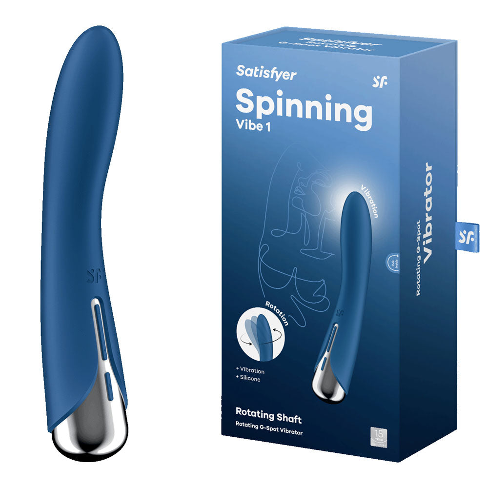 Satisfyer Spinning Vibe 1 - Blue - Blue 17.8 cm USB Rechargeable Rotating Vibrator - 4048703