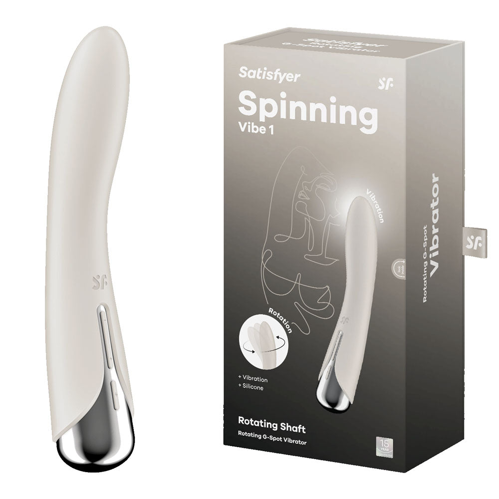 Satisfyer Spinning Vibe 1 - Beige - Beige 17.8 cm USB Rechargeable Rotating Vibrator - 4048710