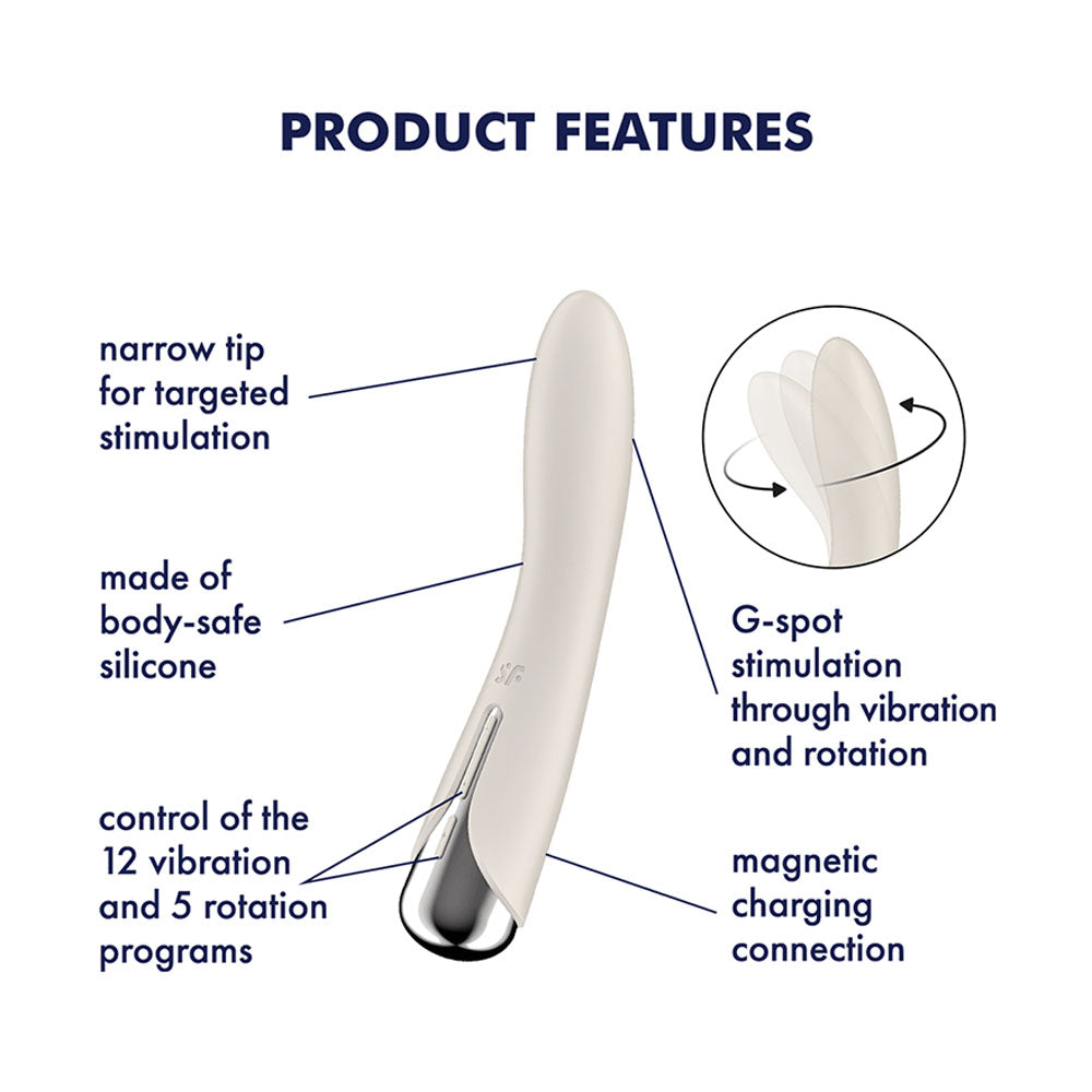 Satisfyer Spinning Vibe 1 - Beige - Beige 17.8 cm USB Rechargeable Rotating Vibrator - 4048710
