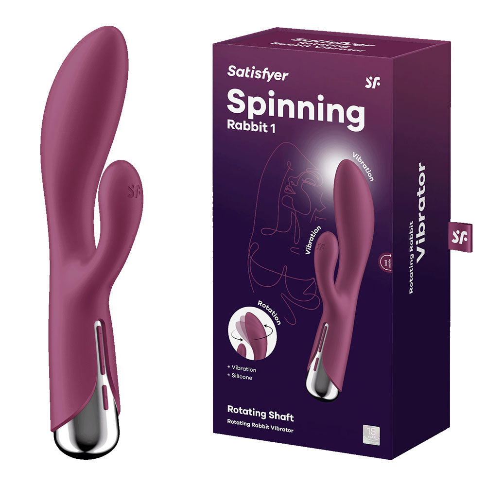 Satisfyer Spinning Rabbit 1 - Red - Red 20 cm USB Rechargeable Rotating Rabbit Vibrator - 4048727