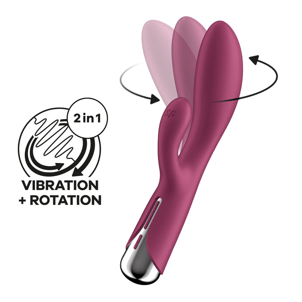 Satisfyer Spinning Rabbit 1 - Red - Red 20 cm USB Rechargeable Rotating Rabbit Vibrator - 4048727
