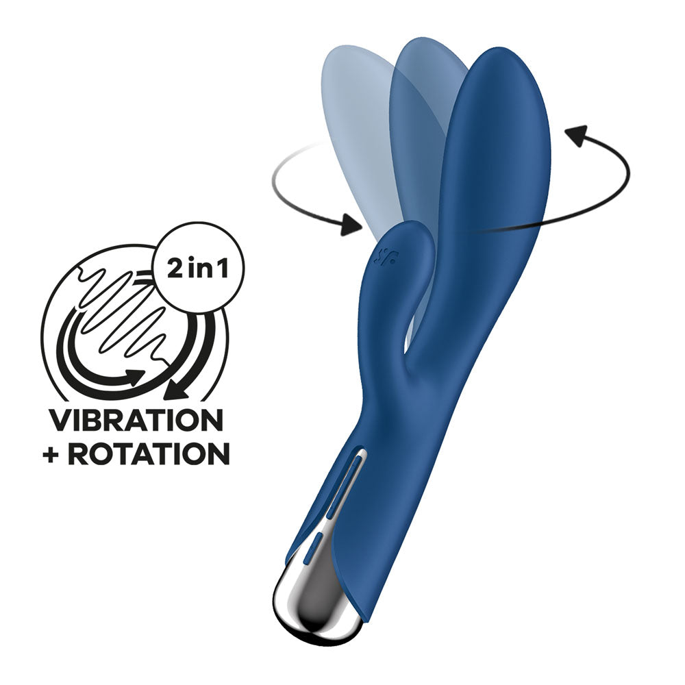 Satisfyer Spinning Rabbit 1 - Blue - Blue 20 cm USB Rechargeable Rotating Rabbit Vibrator - 4048734