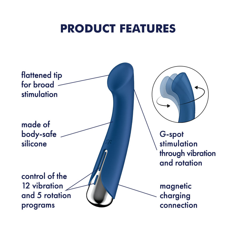 Satisfyer Spinning G-Spot 1 - Blue - Blue 16.5 cm USB Rechargeable Rotating Vibrator - 4048765