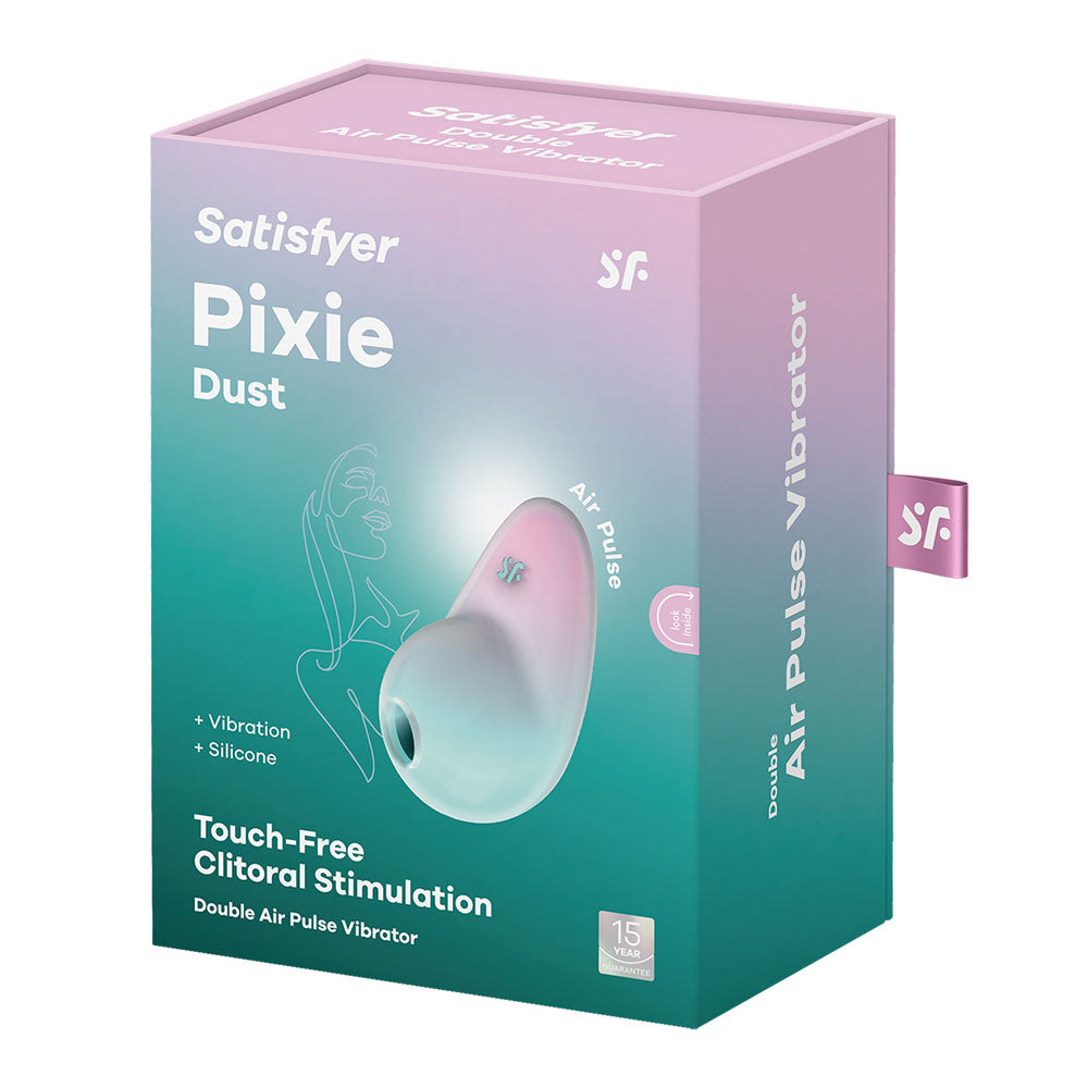 Satisfyer Pixie Dust - Mint/Pink - Mint/Pink USB Rechargeable Vibrating Air Pulse Stimulator - 4049724