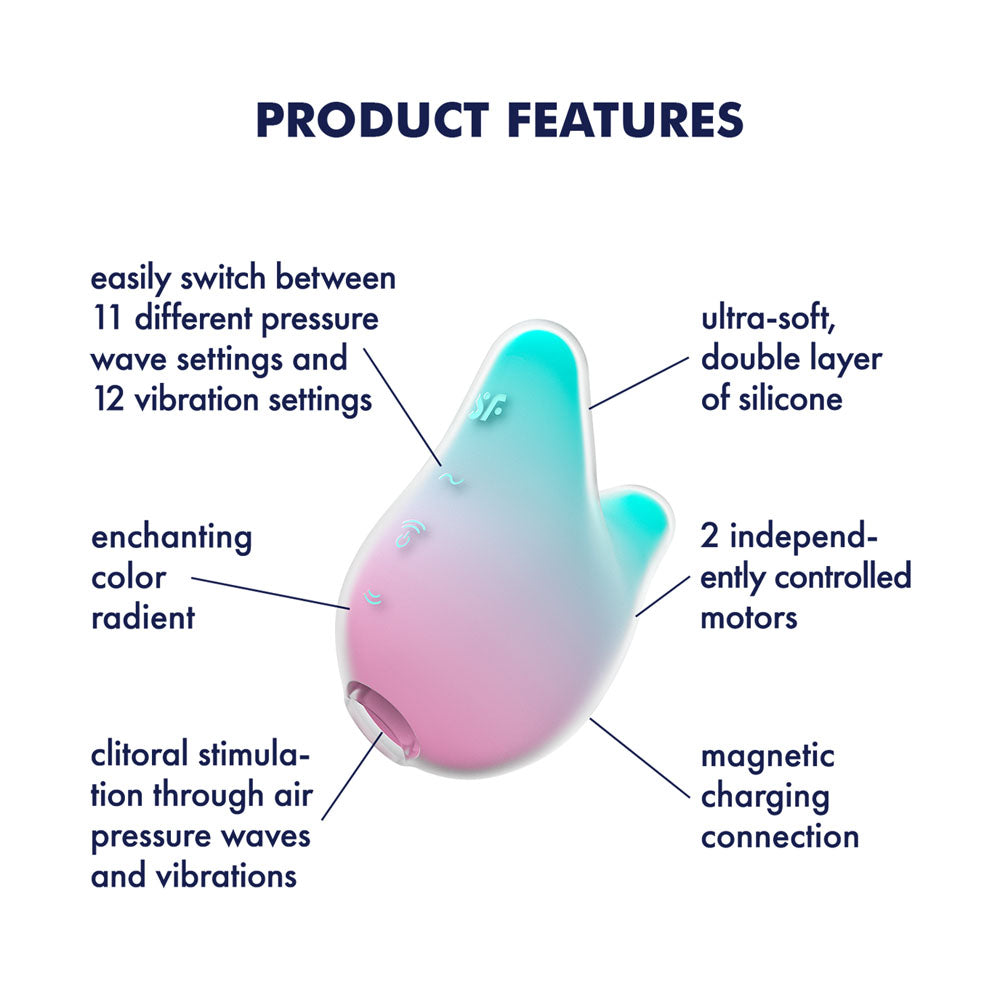 Satisfyer Mermaid Vibes - Mint/Pink - Mint/Pink USB Rechargeable Air Pulse Stimulator - 4049748