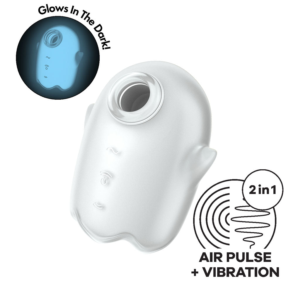 Satisfyer Glowing Ghost - White - Glow in Dark White USB Rechargeable Air Pulse Stimulator - 4060057