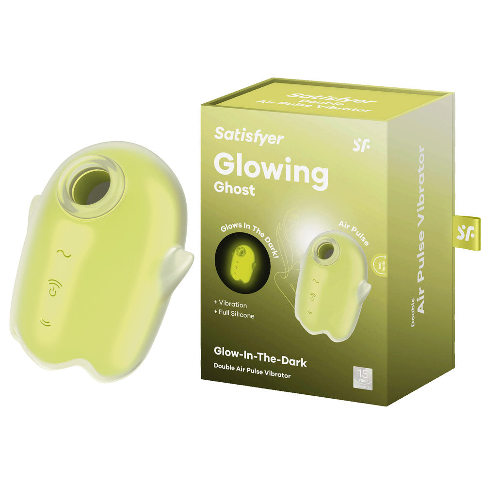 Satisfyer Glowing Ghost - Yellow - Glow in Dark Yellow USB Rechargeable Air Pulse Stimulator - 4060064