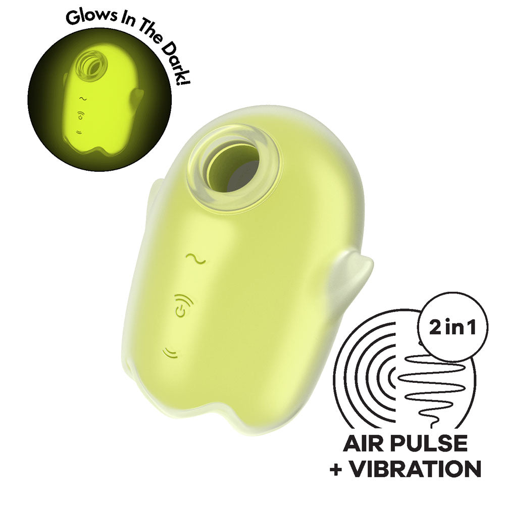 Satisfyer Glowing Ghost - Yellow - Glow in Dark Yellow USB Rechargeable Air Pulse Stimulator - 4060064