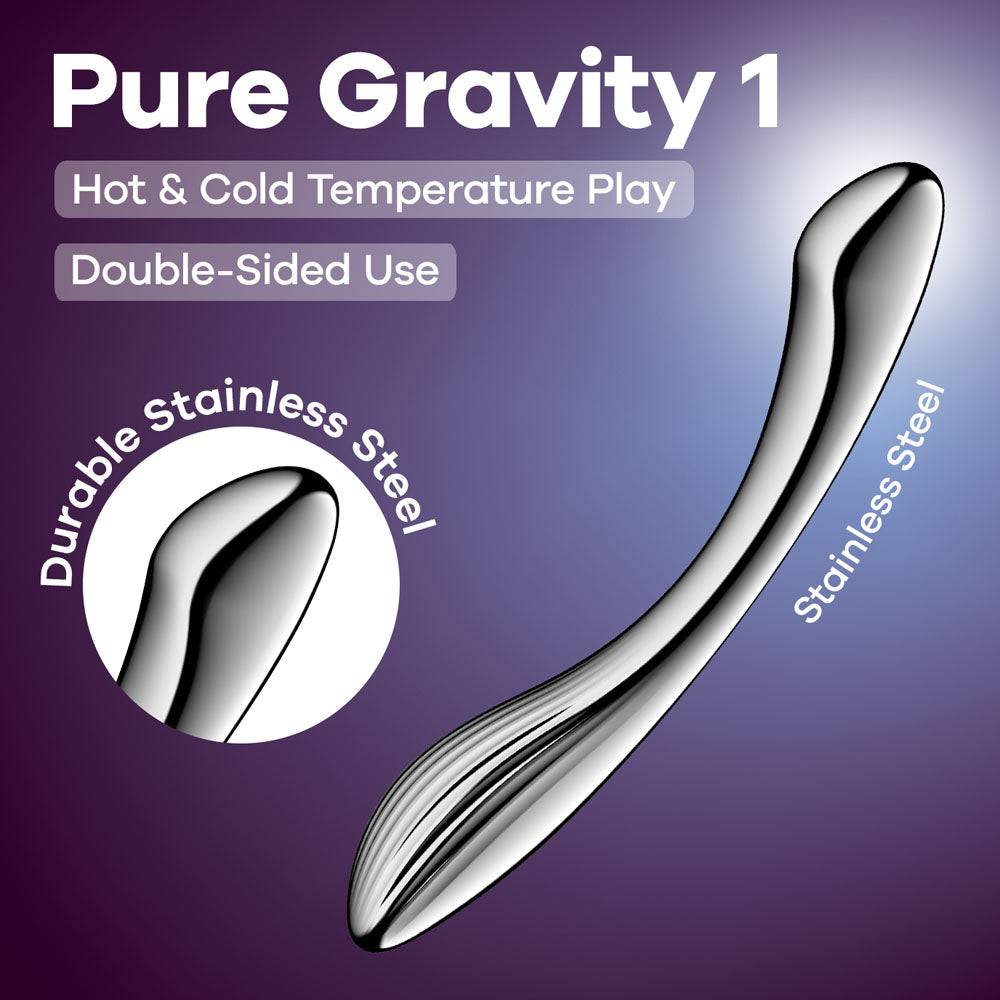 Satisfyer Pure Gravity 1 - Chrome Steel 22 cm Dildo - 4066981